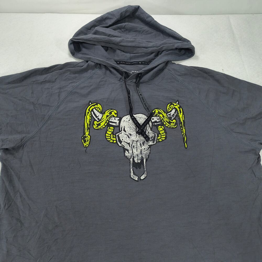 Under Armour Drawstring Hooded Short Sleeve Graphic Shirt Mens Size L Gray